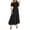 Black, variant on Axiiglly Summer Dresses for Women Solid Color Ruched Midi Dresses Off The Shoulder Casual Dresses Stretchy Ruffle Flowy Dresses Vacation Boho Beach Dress