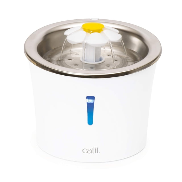 Fuente de agua Cat Catit en forma de flor de acero inoxidable, 3 litros