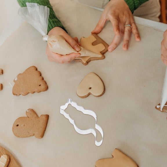 STRANDCHIC Stainless Steel Cat Shaped Cookie Molds 6Pcs Silver DIY Baking Tool