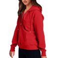 thumbnail image 6 of Qwertyu Women's Oversized Zip Up Hoodie Lightweight Thin Long Sleeve Hooded Sweatshirt with Pockets Red 2XL, 6 of 8