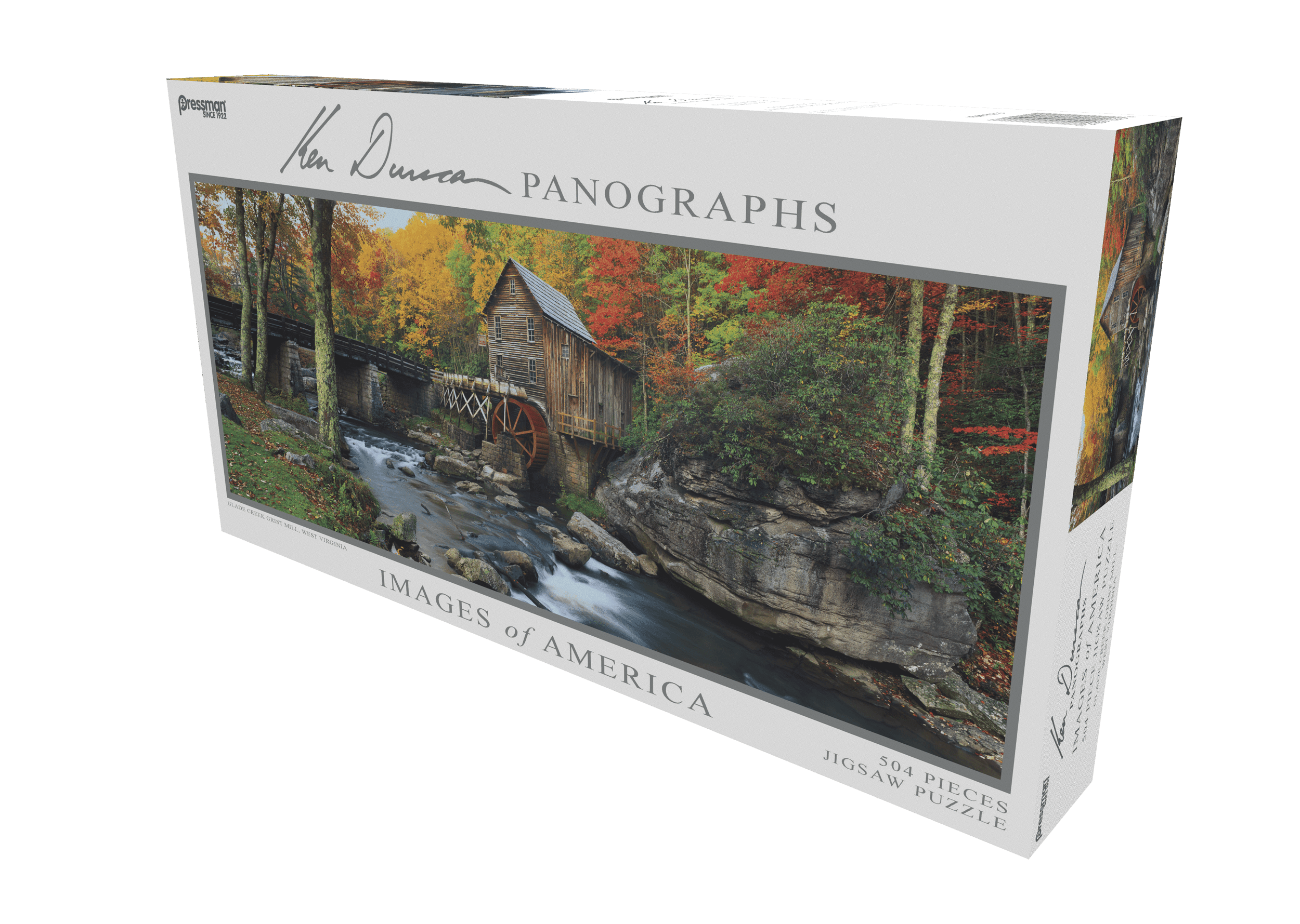 Pressman Toys - Images of America 504 Piece Panoramic Puzzle, Glade Creek Grist Mill
