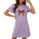 thumbnail image 2 of Camisón corto de talla grande para mujer, camisón de manga corta con estampado de pecho a la moda, camisón para mujer, 2 of 5