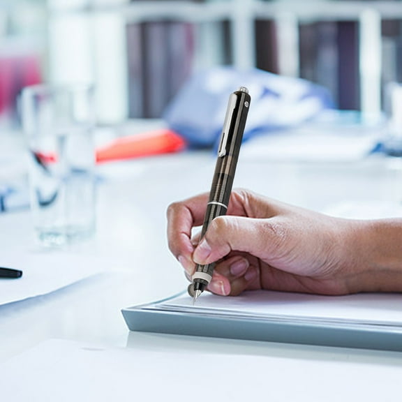 XEOVHV Clictek Retractable Fountain Pen Set, Black Ink Medium Nib Black Barrel Pens Includes 5 Ink Cartridges Smooth Writing for Sketching Journaling Calligraphy Gift (Black)