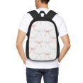 thumbnail image 6 of Large Capacity Backpack 16.5×12.5×5.5in Widened Shoulder Strap Design Main Bag Large Top Handle Belt Adjustable Shoulder Strap Pink And White Bow Tie, 6 of 8