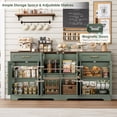 thumbnail image 5 of Homfa 6-Doors Farmhouse Sideboard with 2-Drawers, 70.8" W Buffet Cabinet with Adjustable Shelves for Kitchen Dining Room, Green, 5 of 7