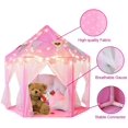thumbnail image 5 of Castle Princess Tents for Little Girls with Lights, Girls Fairy Castle Play Tents Kids Play Tents for Indoor and Outdoor Play,  Relaxation and Creative Space Pink, 5 of 9