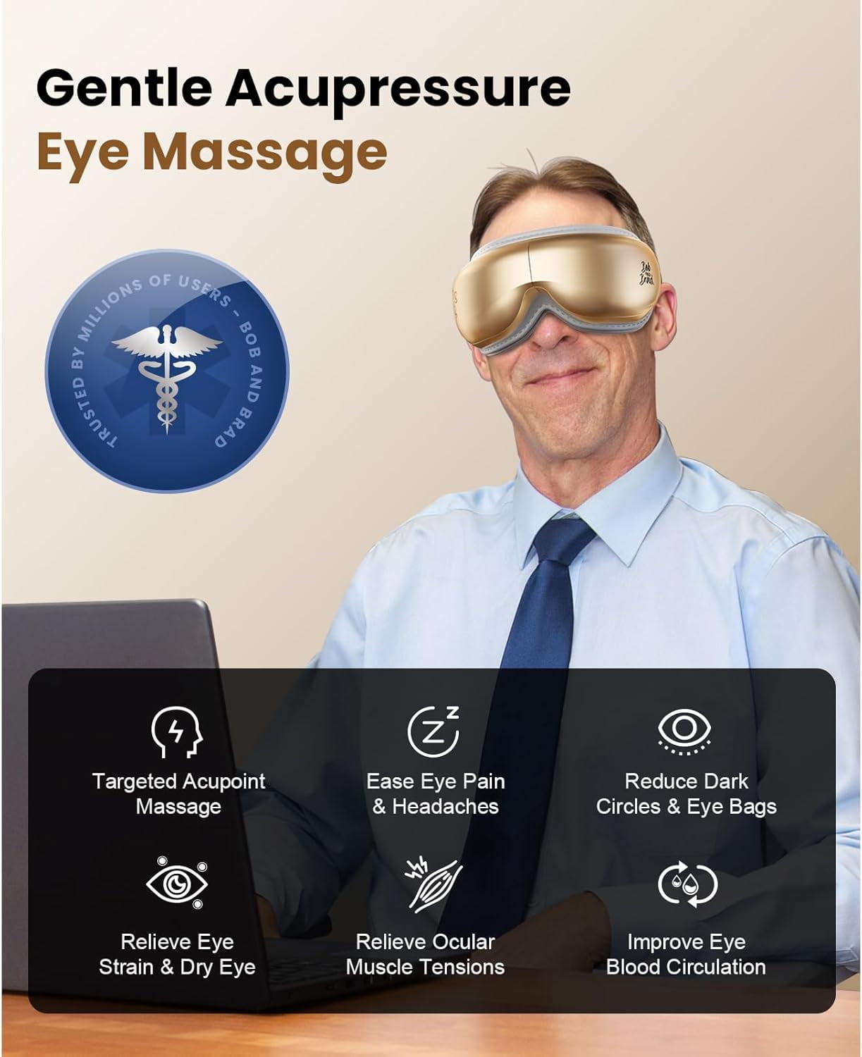Bob and Brad EyeOasis 3 - Heated/Cooling Eye Mask for Migraine & Dry Eye Relief, Face Massager to Soothe Eye Strain & Improve Sleep, Spa Gift for Women/Men (3 Temp Modes)