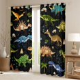 thumbnail image 2 of Homewish Dinosaurs Print Curtains Pack of 2 (42x84 Each),Jungle Dino Curtains Blackout,Black Brown Green Bedroom Curtains For Teens Boys,Luxury Bedroom Decor, 2 of 6