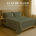 thumbnail image 4 of Sacred Thread Rayon Derived from Bamboo Sheets Twin Size, 18'' Deep Pocket Cooling Sheets for Hot Sleepers, 4 PC Cooling Sheets (Twin Size) (Olive), 4 of 9