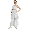 thumbnail image 1 of Alvivi Robe de Danse Liturgique de Louange pour Filles, Métallique, une Épaule, Manche Évasée, Robe d'Église, Performance sur Scène, Blanc, 12, 1 of 5