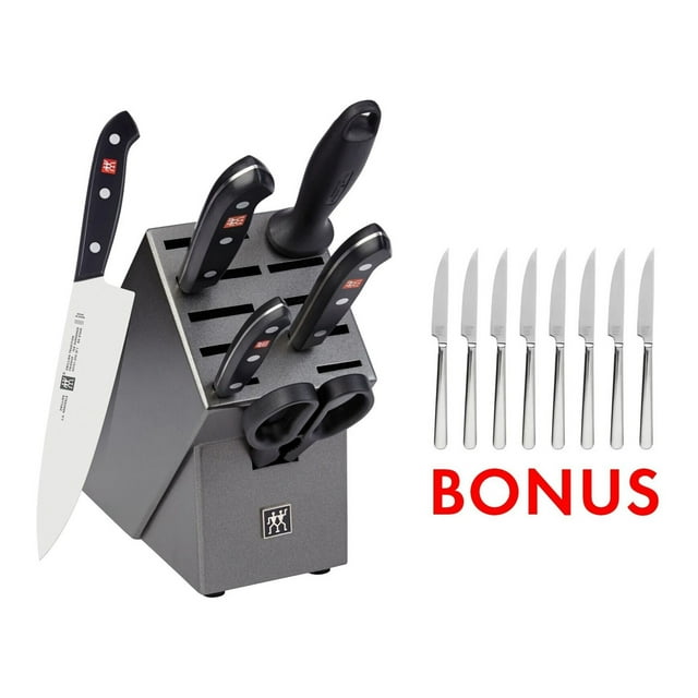 ZWILLING Tradition Ensemble de Bloc de Couteaux 7 Pcs avec Ensemble de Steak Bonus