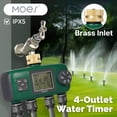 thumbnail image 2 of 4-Zone Smart Irrigation Controller with Brass Inlet, Programmable Timer for Garden/Lawn, Rain Delay & Manual Watering Modes, US Standard 3/4" Interface, Durable ABS Construction, IPX5 Waterproof -, 2 of 7