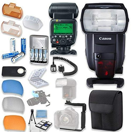 Canon Speedlite 600EX II-RT Flash with Canon Speedlite Case + TTL Cord + Flash L-Bracket + Flash Diffusers + 4 High Capacity AA Rechargeable Batteries & Charger + Accessory