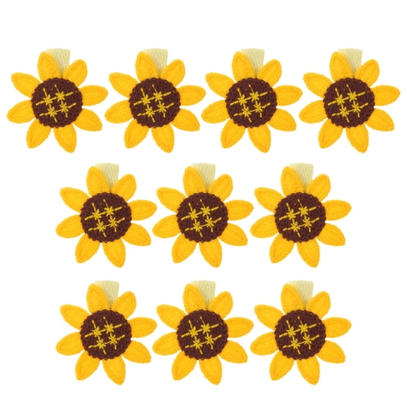 HAMPPLIES Set of 10 Yellow Faux Sunflower Hair Clips Cute Crochet Floral Hair Accessories for Women and Girls