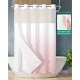 thumbnail image 2 of No Hook Shower Curtain with Snap in Liner, Pink White Ombre Geometric Trellis Morrocan Hotel Shower Curtains for Bathroom, Washable Shower Curtain Liner Set with Mesh Top Window, 36"x78", 2 of 6