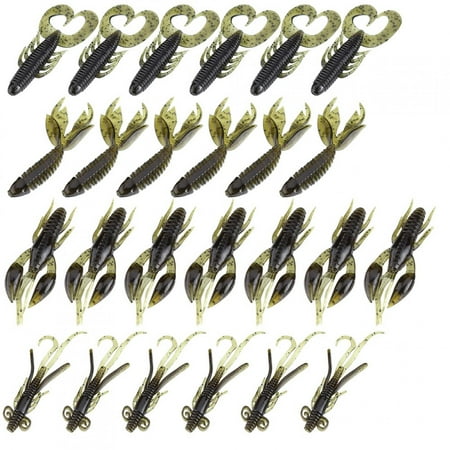 FloreceBien 25pcs Silicone Carp Bass Fishing Shrimp Worm Lure Bait Set (Dark Green)