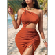 thumbnail image 5 of Vestido Sin Mangas con Abertura en el Hombro, Color Marrón, Talla L, 5 of 10