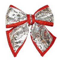 Christmas Sequin Bow, Glitter Decorative Bow Tie for Christmas Tree, Wreath, Door & Window Hanging, Holiday Party Décor