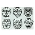 thumbnail image 1 of Kabuki Cutting Board, Japanese Nogaku Theatricals Showing Emotions Expressions Culture, Decorative Tempered Glass Cutting and Serving Board, Large Size, Black and White, by Ambesonne, 1 of 1