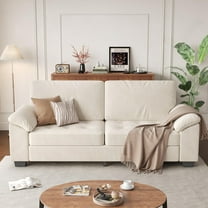 Towallmark 90in-Modern Oversized Loveseat, Beige Velvet Upholstered Loveseat with Soft Spacious Armrests, Washable Cushion Covers, Comfy 2 Seater Couch for Living Rooms, Bedroom, Apartments