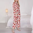 thumbnail image 3 of Yiaed Hand Drawn Strawberry Print Pajamas Women's Long Sleeve Sleepwear Soft Button Down Loungewear Pjs Lounge Set Nightwear Womens Pajama Pants-Large, 3 of 7
