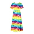 thumbnail image 7 of Penkiiy Women's Summer Casual Short Sleeve Crewneck Tie-dyed Print Swing Dress Flowy Tiered Maxi Beach Dress with Pockets S Multicolor, 7 of 7