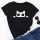thumbnail image 1 of ICHUANYI Clearance Women's Summer Fashion Loose Round Neck Cute Print Short Sleeve Top T-Shirt(Black, XXL) ICHUANYI WER2023081115884, 1 of 7