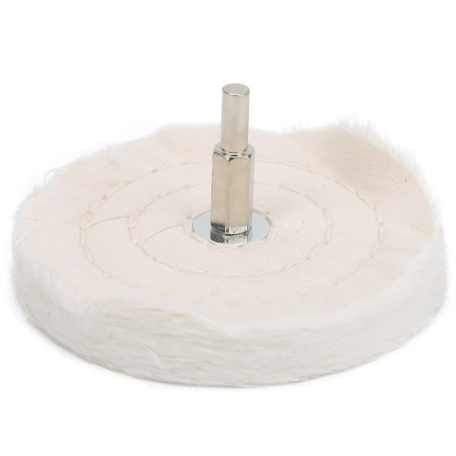 White cloth polishing disc, flat, cotton, for mirror surface, with handle, 100 mm