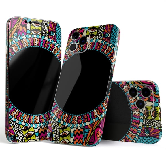 DesignSkinz Vector Colored Aztec Pattern WIth Black Connect Point Full-Body Skin Decal Wrap Cover for iPhone 16