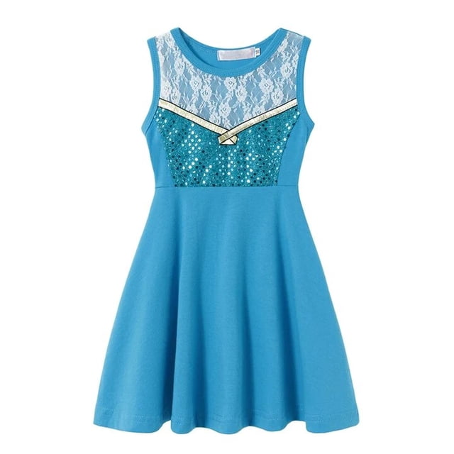 Disney Princess Dress for Girl Kid Cosplay Frozen1/2 Elsa Anna Costume Carnival Christmas Birthday Party Clothes3-4T (110) Gao Jinjia LED