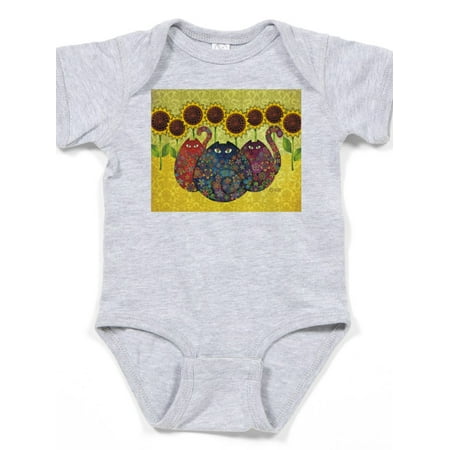 

CafePress - Cats And Sunflowers Body Suit - Cute Infant Bodysuit Baby Romper