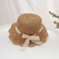 thumbnail image 5 of CoCopeanut Topi Matahari Anak Baru Musim Panas Topi Ember Pita Simpul Kupu-kupu Renda Krem Topi Jerami Atasan Datar Topi Pantai Topi Perjalanan Orangtua-anak Panama, 5 of 6
