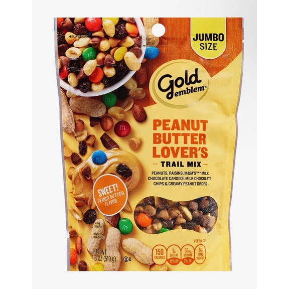 Gold Emblem Peanut Butter Lover's Trail Mix Jumbo Size, 18 oz 18 OZ, 1.12 lbs. Item # 345472