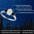 thumbnail image 2 of Gem Stone King 925 Sterling Silver Black Diamond Ring Set with Oval Moissanite (2.04 Cttw), 2 of 7