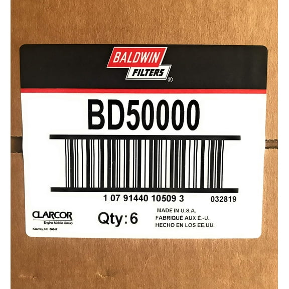 6/Pack Baldwin Filters BD50000 - Spin-On M95 x 2.5mm Thread 11-25/32 L