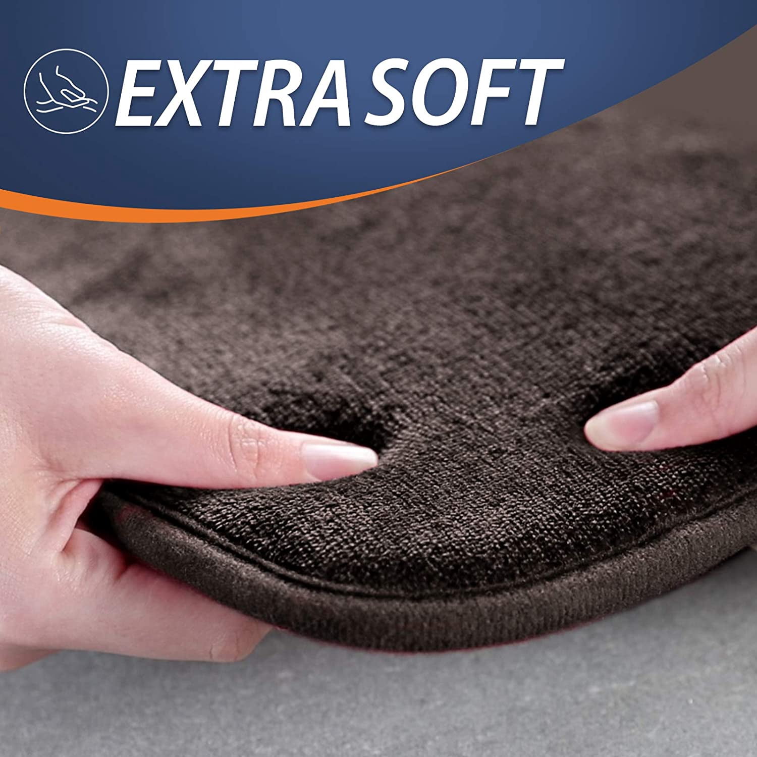 Extra Thick Memory Foam Bath Rug (17 inch X 24 inch, Brown) Non Slip Absorbent Super Cozy Velvet Bathroom Mat, Luxury Soft Plush Small Carpet for Bath Room Shower Floor Tub, Machine Wash Dry
