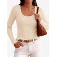 thumbnail image 6 of PRETTYGARDEN Women's Fall Lightweight Ribbed Knit Sweaters | Stretchy Cozy Knitwear,Scalloped Scoop Neck,Long Sleeve Shirts,Slim Fitted Pullover,Basic Layering Tops,Cute Casual Outfits, 6 of 9