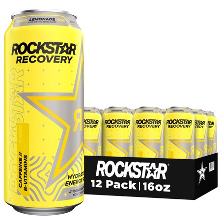 Rockstar Recovery Lemonade with Electrolytes Energy Drink 16 oz 12 Pack Cans