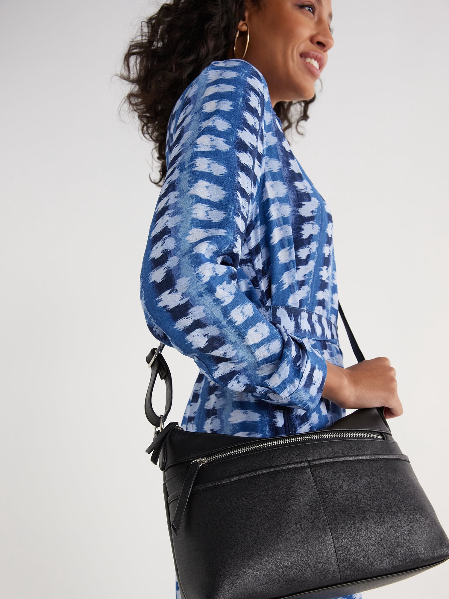 Time and Tru Women’s Hallie Crossbody Handbag, Black