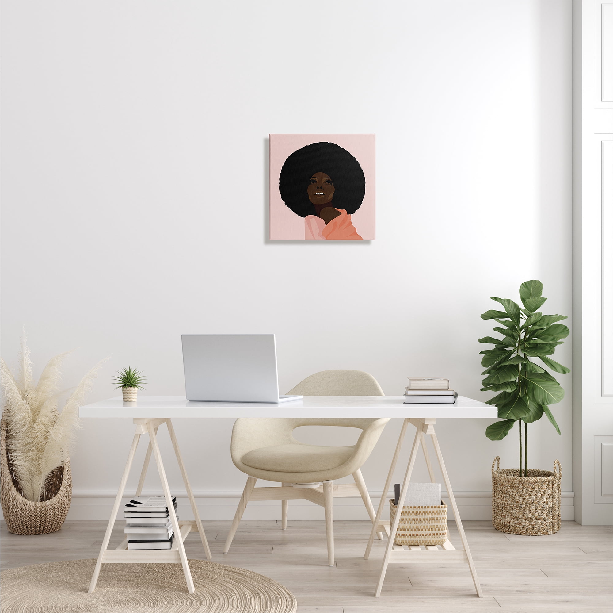 African American Woman Wearing Pink Glam Fashion Beauty & Fashion Gallery-Wrapped Canvas Print Wall Art, 17x17