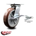 thumbnail image 2 of 8 Inch Polyurethane Caster with Ball Bearing and Brake/Swivel Lock SCC, 2 of 2