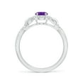 thumbnail image 2 of ANGARA Natural Oval Amethyst Twisted Vine Ring with Diamond Halo in 14K White Gold for Women (Size-7x5mm) | February Birthstone, Birthday, Anniversary, Jewelry Gift for Women | Natural Amethyst Ring, 2 of 10