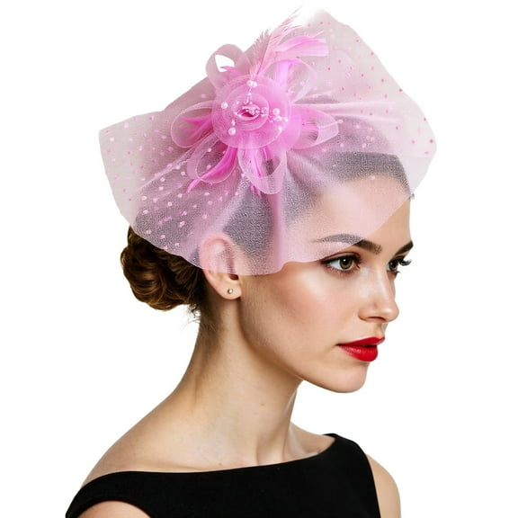 Hauaitttt Vintage Feather Fascinator Headband Elegant Mesh Party Hat Accessory for Women for and Formal Events Crisscross Headbands Headbands for Hair Knots Headbands 90s Male Hairband Wire Headbands