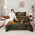 thumbnail image 4 of Feelyou Jungle Cheetah Leopard Full Size Comforter Sets, Flower Leaves Bedding Sets, 3pcs, 4 of 8