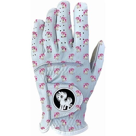 Scale Wear Design Funny Pink Pony Club Golf Glove - Cabretta and Synthetic Leather Left LH Right RH Hand Golfer Weather Grip Adult White Leather