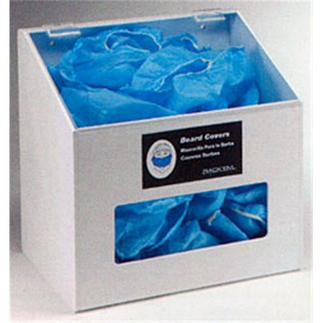 RackEm Racks 5120-W Hair Net-Beard Cover-Shoe Cover Dispenser with Clear Lid- White Heavy- Duty Plastic