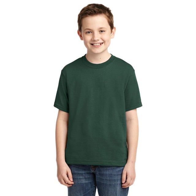 Jerzees T-Shirt Garçon Mélange Épais (29B)-Vert Forêt-L
