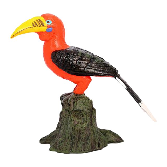 MERIGLARE Bird Model Figure Accent Cognitive Toy Ornament Office Realistic Bird Statue Orange Hornbill