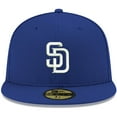 thumbnail image 2 of Men's New Era Royal San Diego Padres White Logo 59FIFTY Fitted Hat, 2 of 6