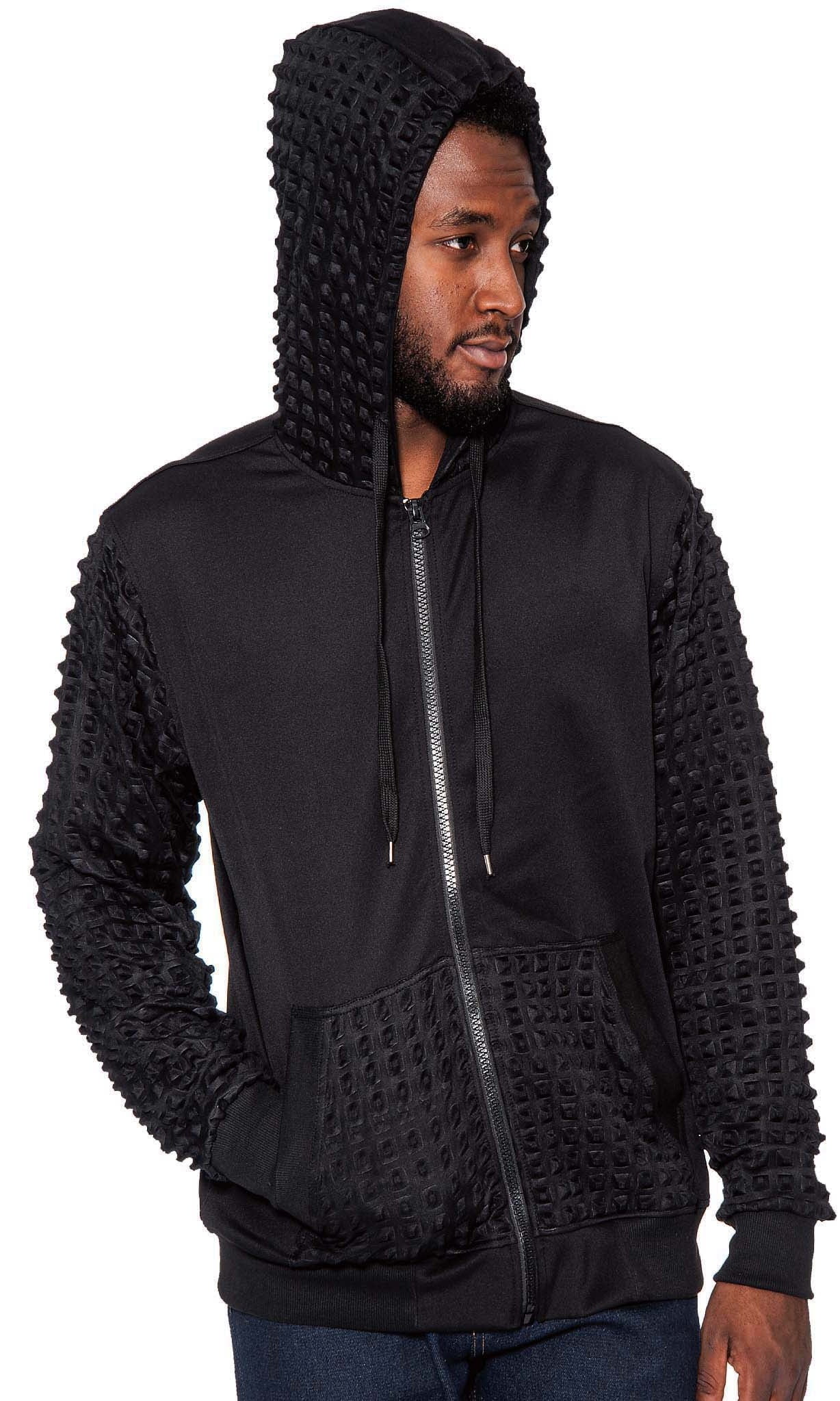 Men s Pyramid Textured Full Zip Hoodie Small The Gambia Ubuy